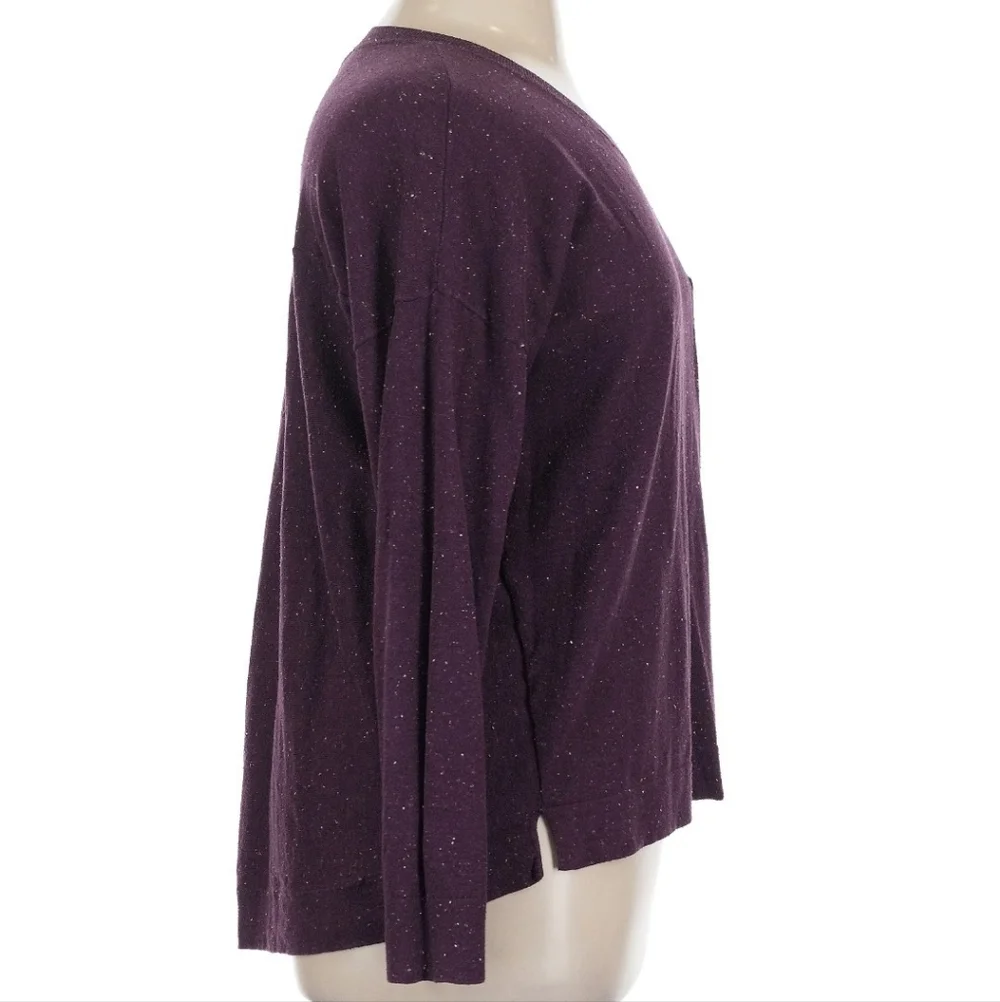 Caslon Womens Speckled Crewneck Pleat Back Sweater - Picture 4 of 9